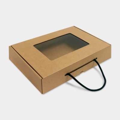 [ G3 ] MEDIUM BROWN WINDOW STRING CARRY BOX - 10PCS - BOX2PAC ...