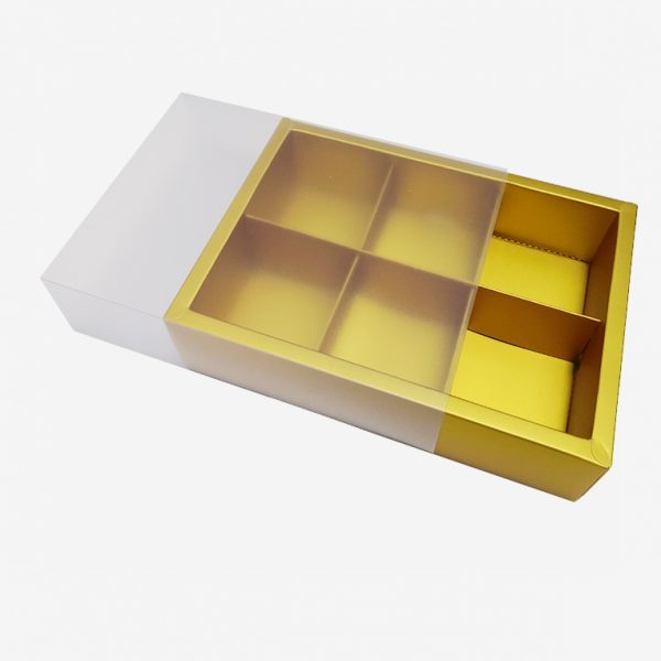 [ CLEAR LID ] GOLD DIVIDER GIFT BOX RECTANGLE 25PCS BOX2PAC Malaysia Online Box Store