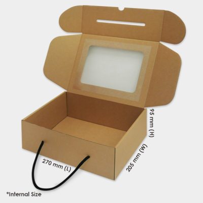 [ G3 ] M-LARGE BROWN WINDOW STRING CARRY BOX - 10PCS - BOX2PAC ...