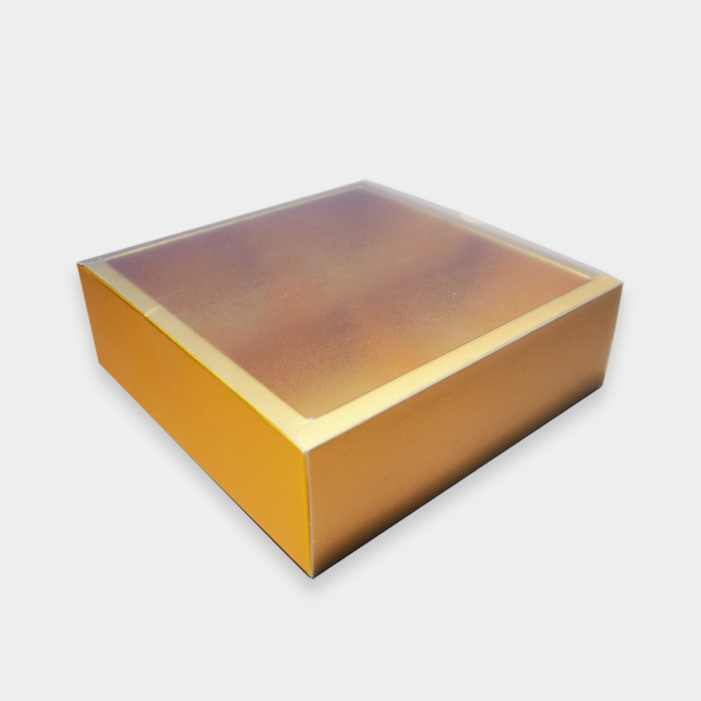 [ CLEAR LID ] GOLD DIVIDER GIFT BOX SQUARE 25PCS BOX2PAC
