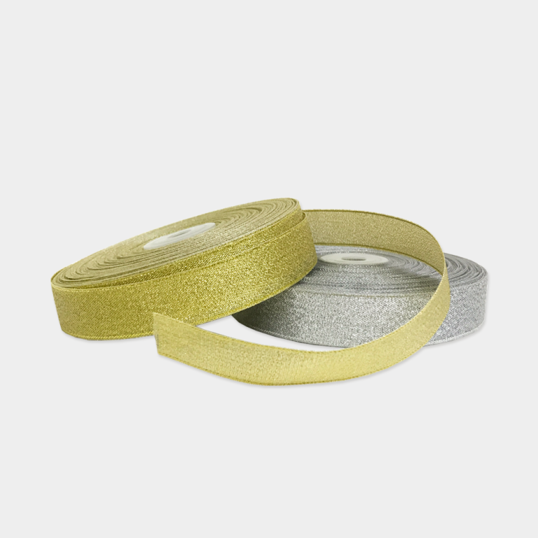[ RIBBON ] 2CM METALLIC GLITTER GOLD / SILVER RIBBON ROLL - 45 METERS ...
