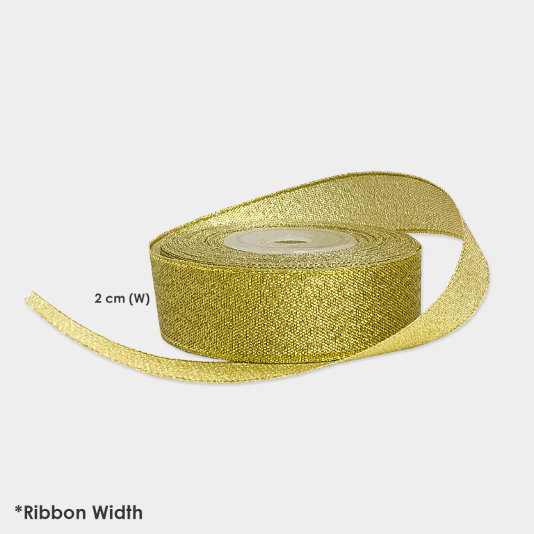[ RIBBON ] 2CM METALLIC GLITTER GOLD / SILVER RIBBON ROLL 10 M