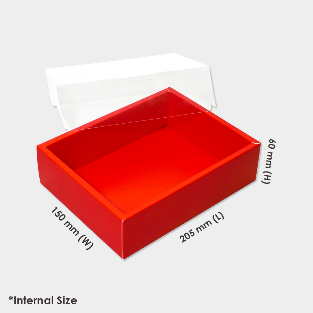 RECTANGLE RED CLEAR LID GIFT BOX 10PCS BOX2PAC Malaysia Online Box Store