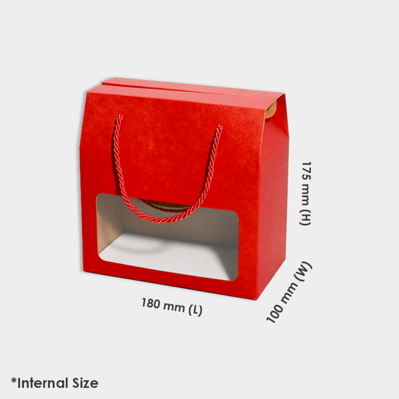 [ WINDOW ] RED KRAFT STRING CARRY BOX - 10PCS / 25PCS - BOX2PAC ...
