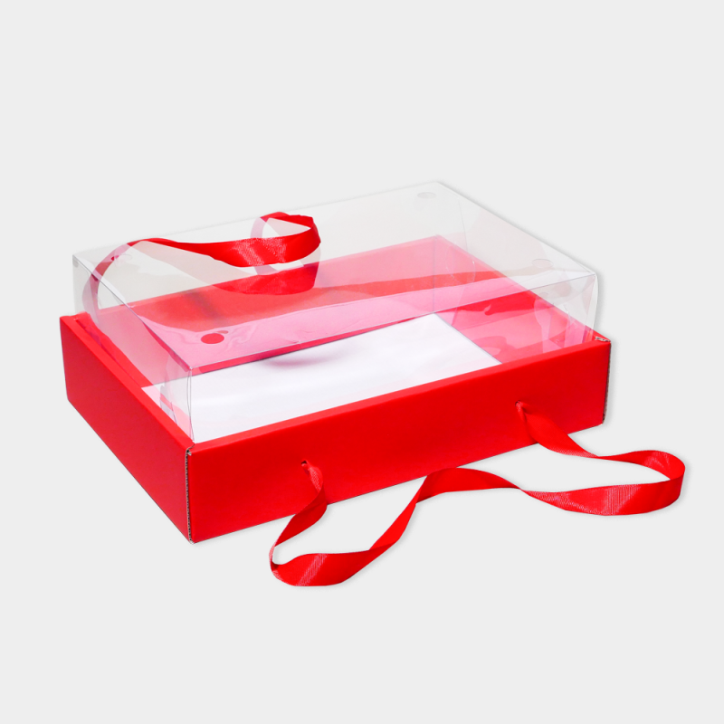 [ G1 ] CLEAR LID RED RECTANGLE CARDBOARD CARRY BOX - 10PCS - BOX2PAC ...