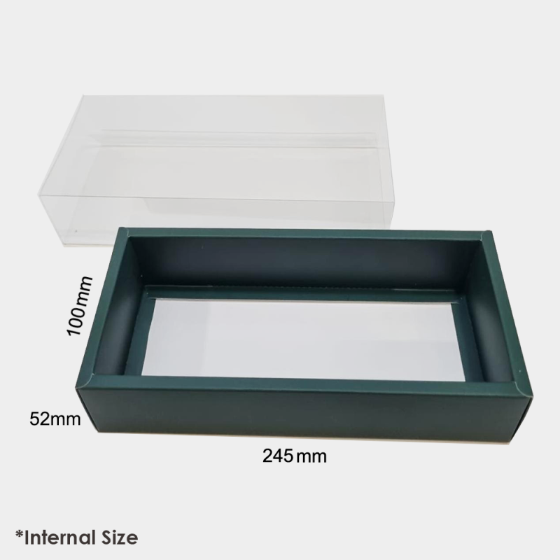 [ G2 ] SLIDING MATTE GREEN CLEAR LID GIFT BOX - RECTANGLE - 10PCS ...